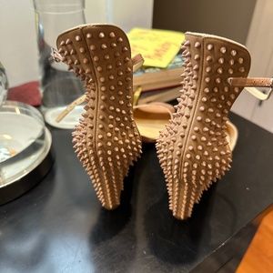Christian Loboutins Size 40 spiked sandal paten leather